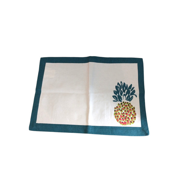 Pretty Pineapple Placemats 100% Cotton Made in India Set of (4) Summer Party - Picture 3 of 7